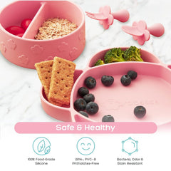 Grabease blush pink silicone plate design adds cheerful style to mealtimes