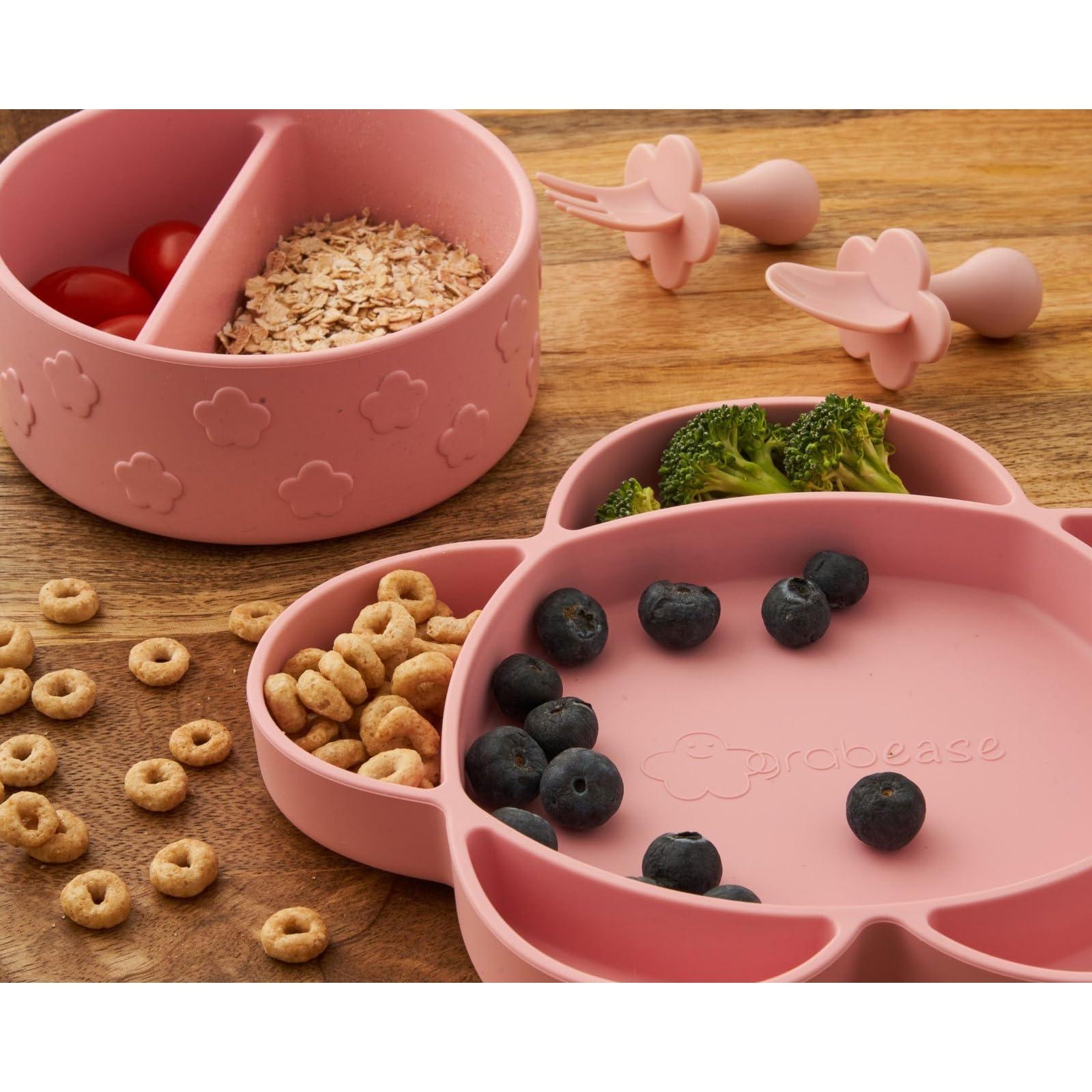 Grabease six-section plate promotes independent eating during family meals