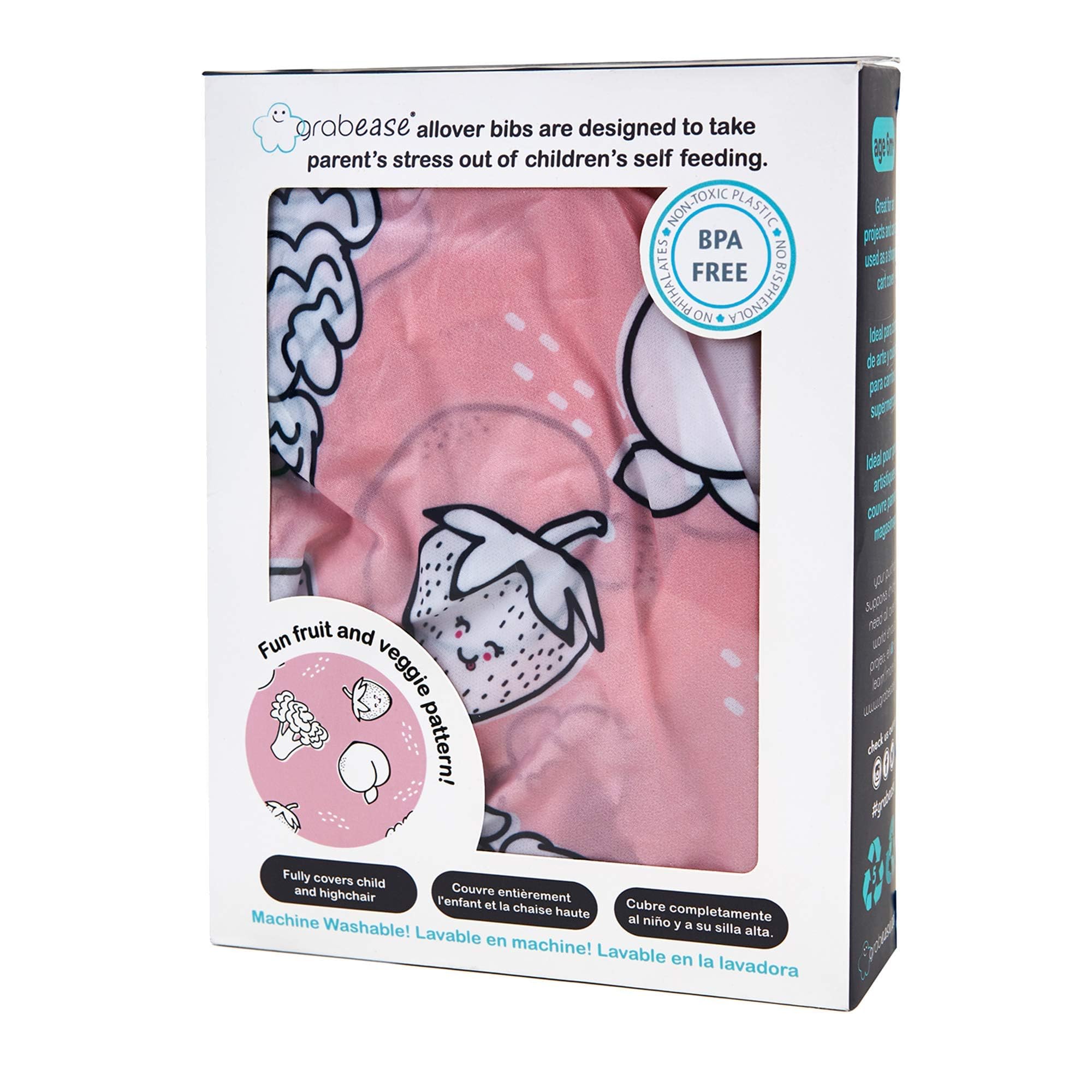 Grabease smock-style bib suitable for babies and toddlers at the table.