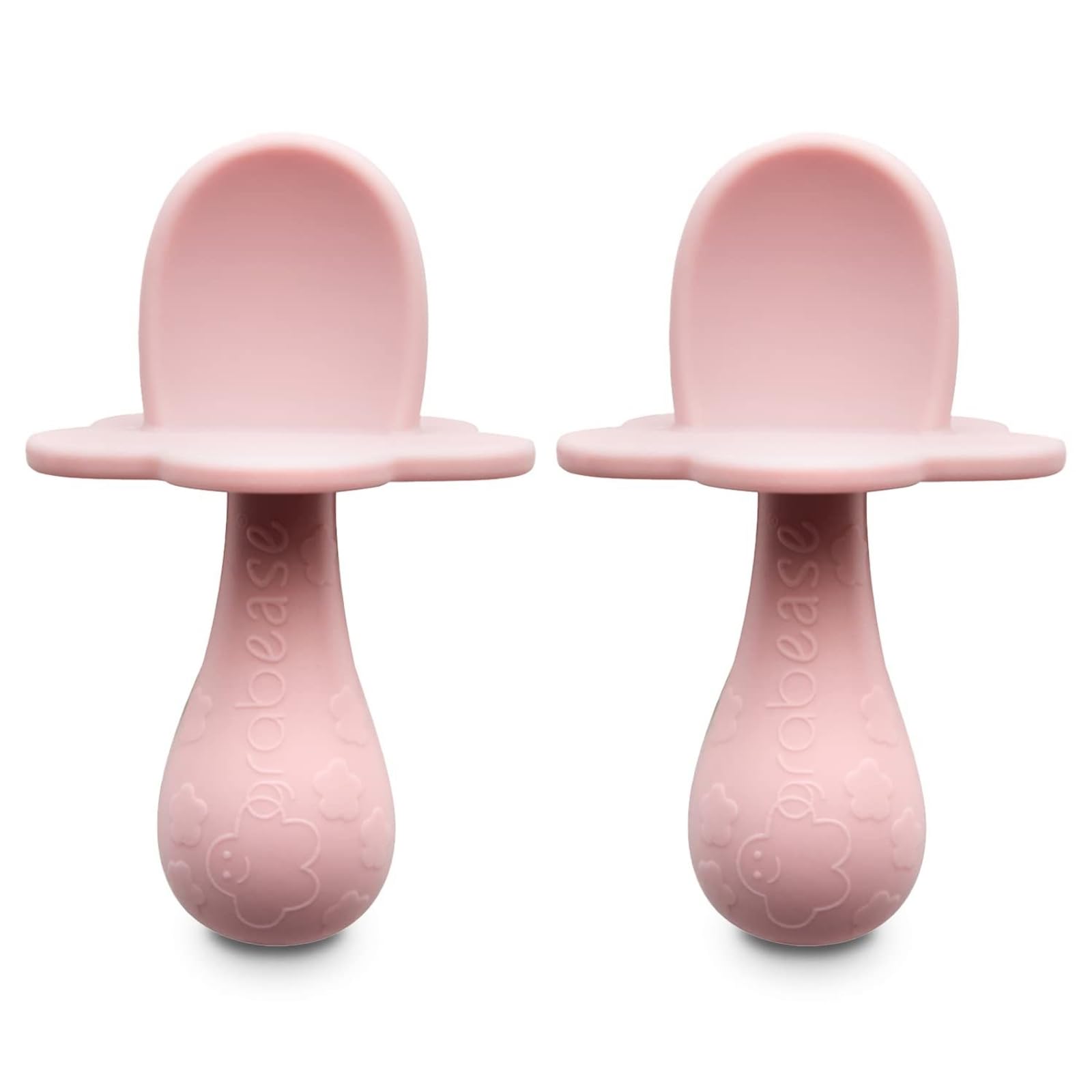 Grabease spoon soft silicone 2-pack blush for gentle feeding with toddlers