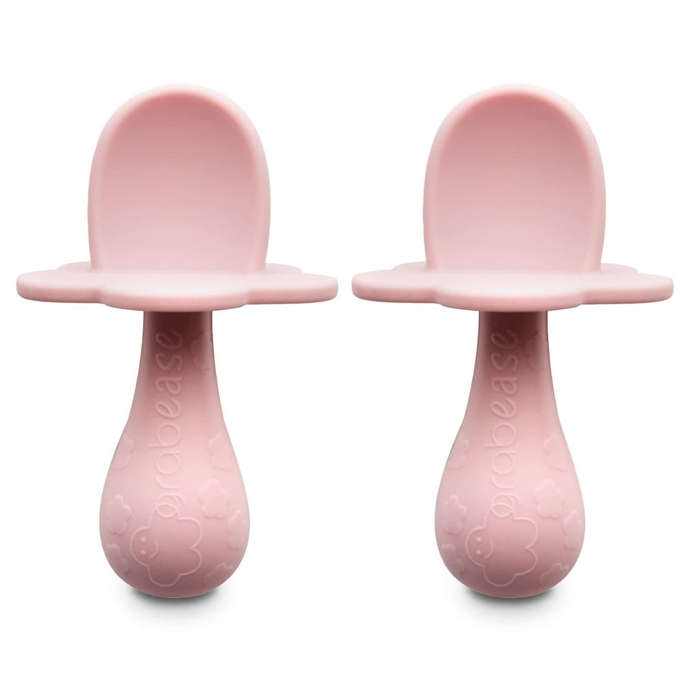 Grabease spoon soft silicone 2-pack blush for gentle feeding with toddlers