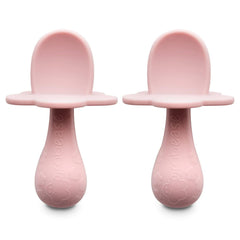 Grabease spoon soft silicone 2-pack blush for gentle feeding with toddlers