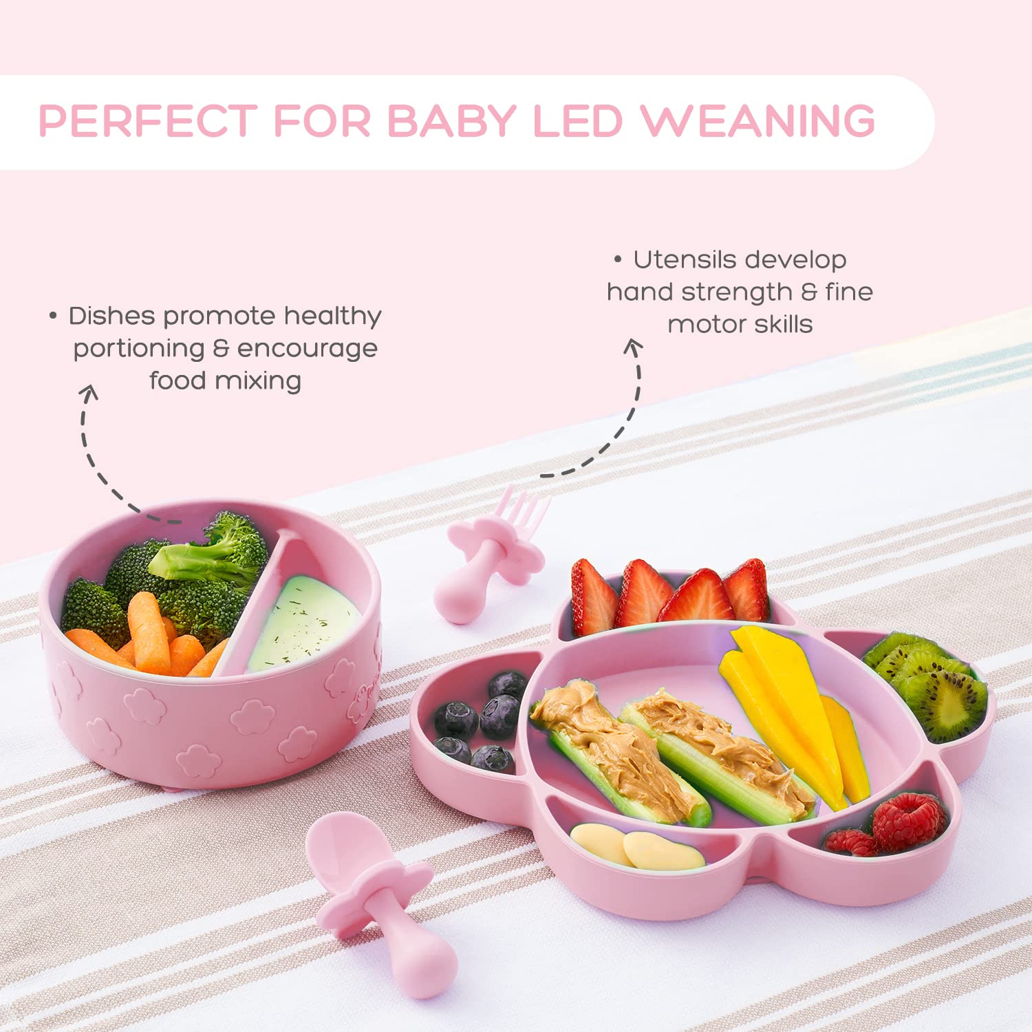 Grabease suction bowl with plate helps secure meals during practice.