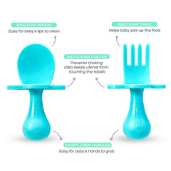 Grabease teal dishwasher-safe symbol highlights easy cleaning after meals.
