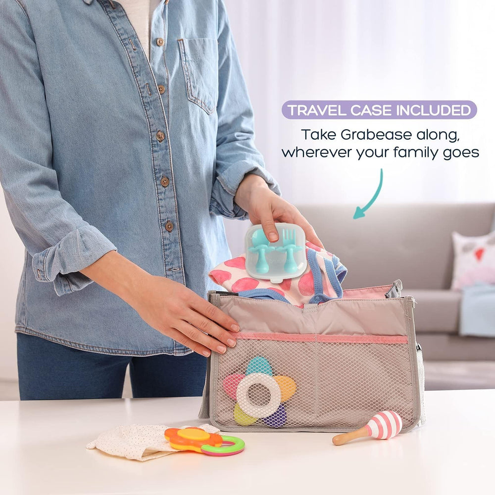 Grabease teal gift-ready packaging suggests a thoughtful baby gift.