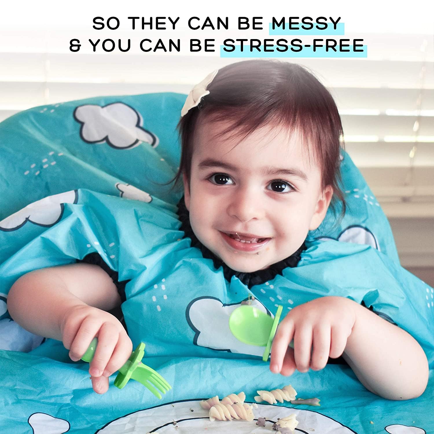 Grabease wipe-clean or machine washable bib for easy care and reuse.