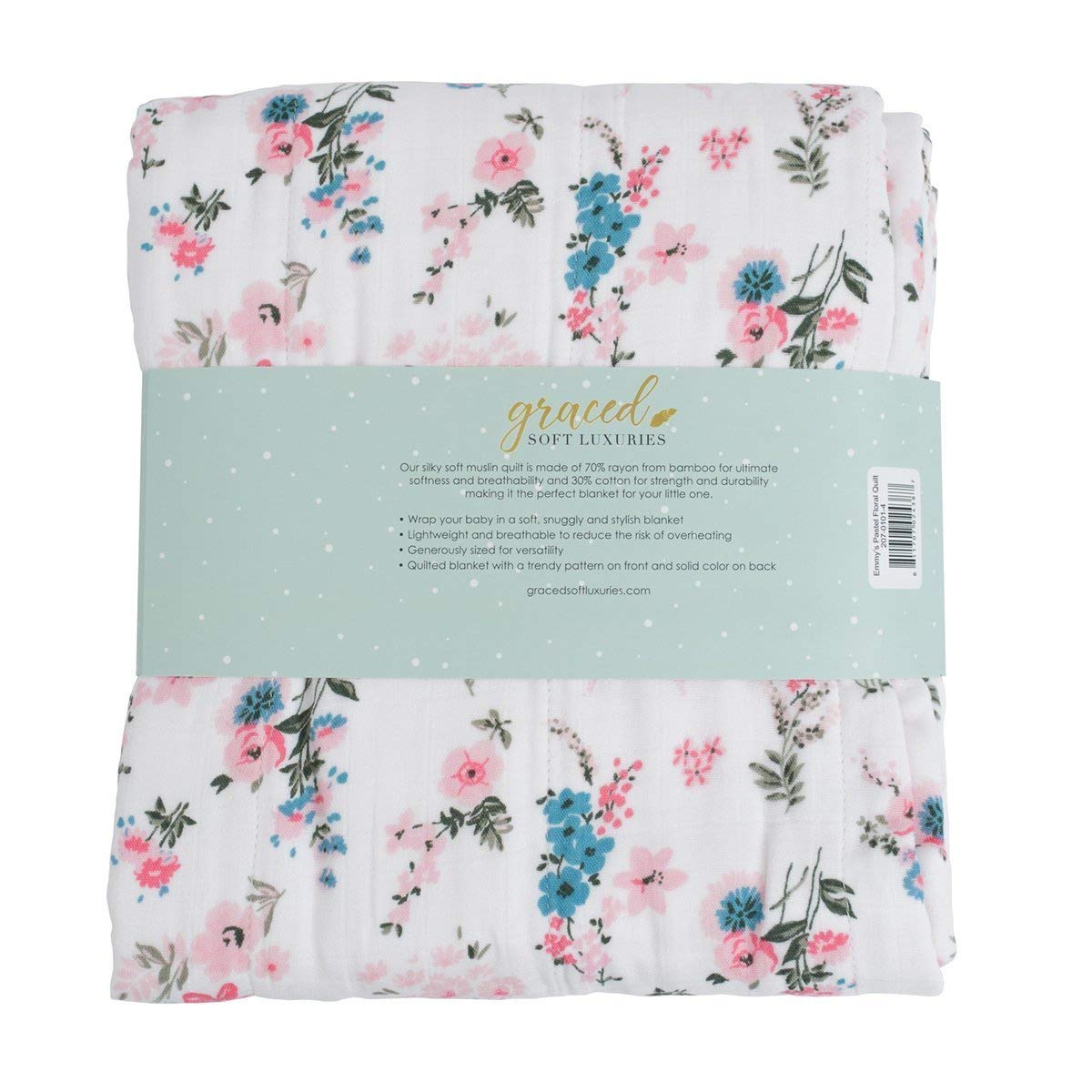 GRACED SOFT LUXURIES muslin blanket 47x47, great for picnics and stroller rides.