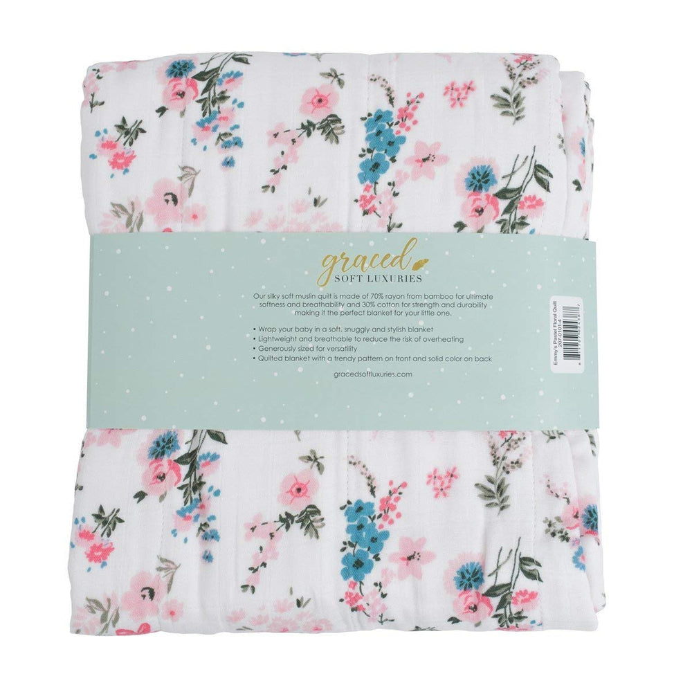 GRACED SOFT LUXURIES muslin blanket 47x47, great for picnics and stroller rides.