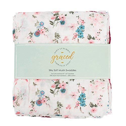 GRACED SOFT LUXURIES muslin swaddle oversized 47in x 47in, soft year-round warmth.