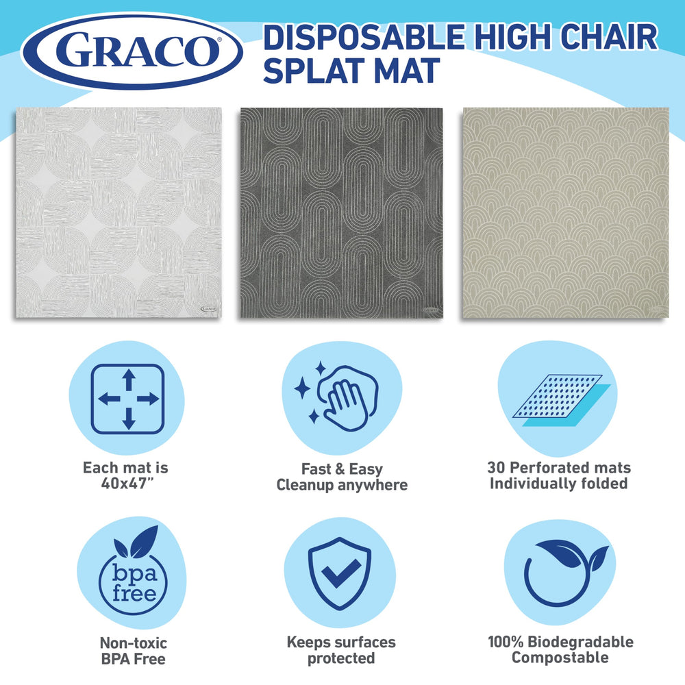 Graco eco-friendly materials highlight sustainable mealtime protection.