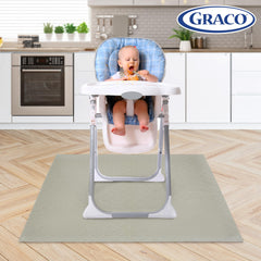 Graco splat mats show front and back coverage during feeding.