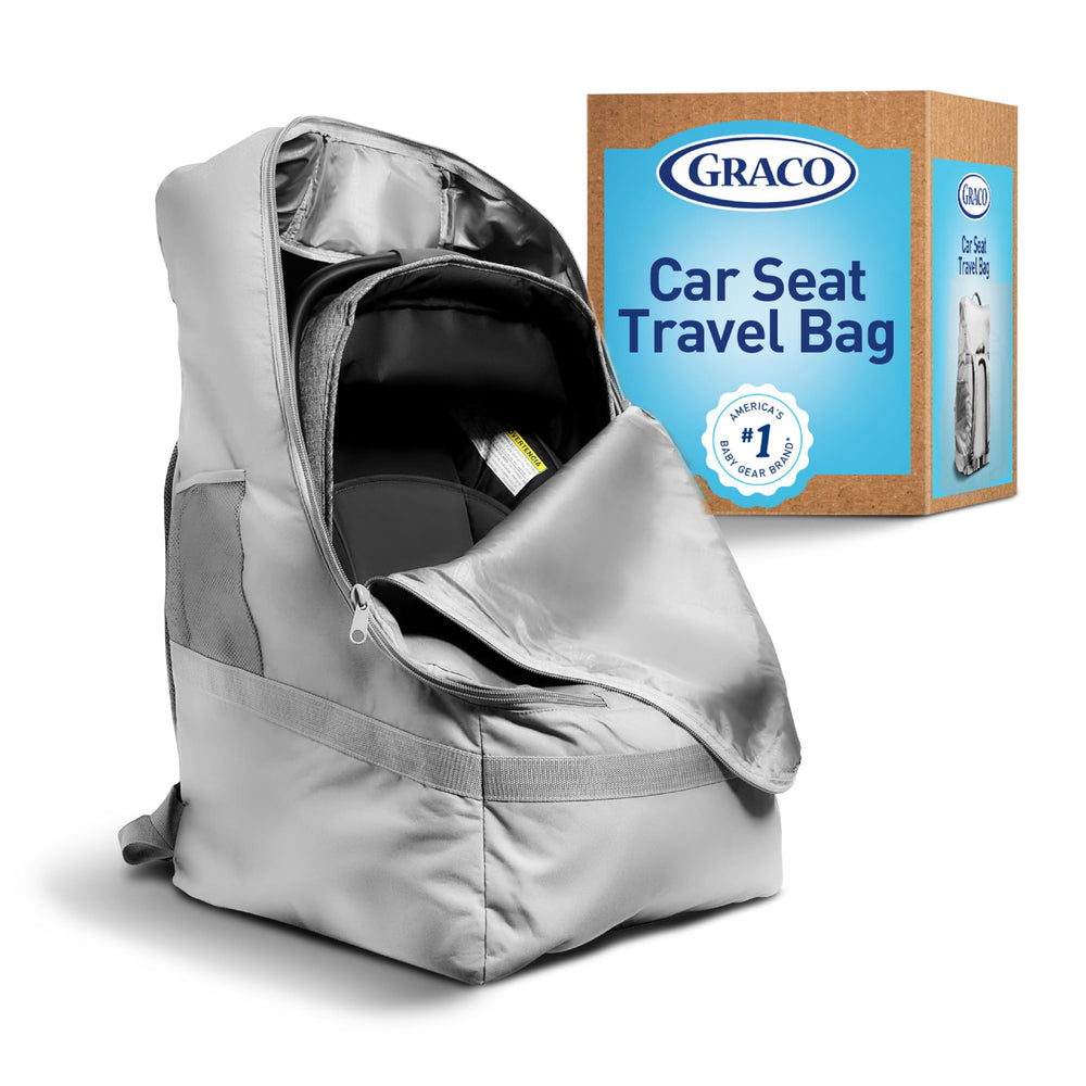 Graco car seat travel bag with waterproof exterior protecting the seat during storage.