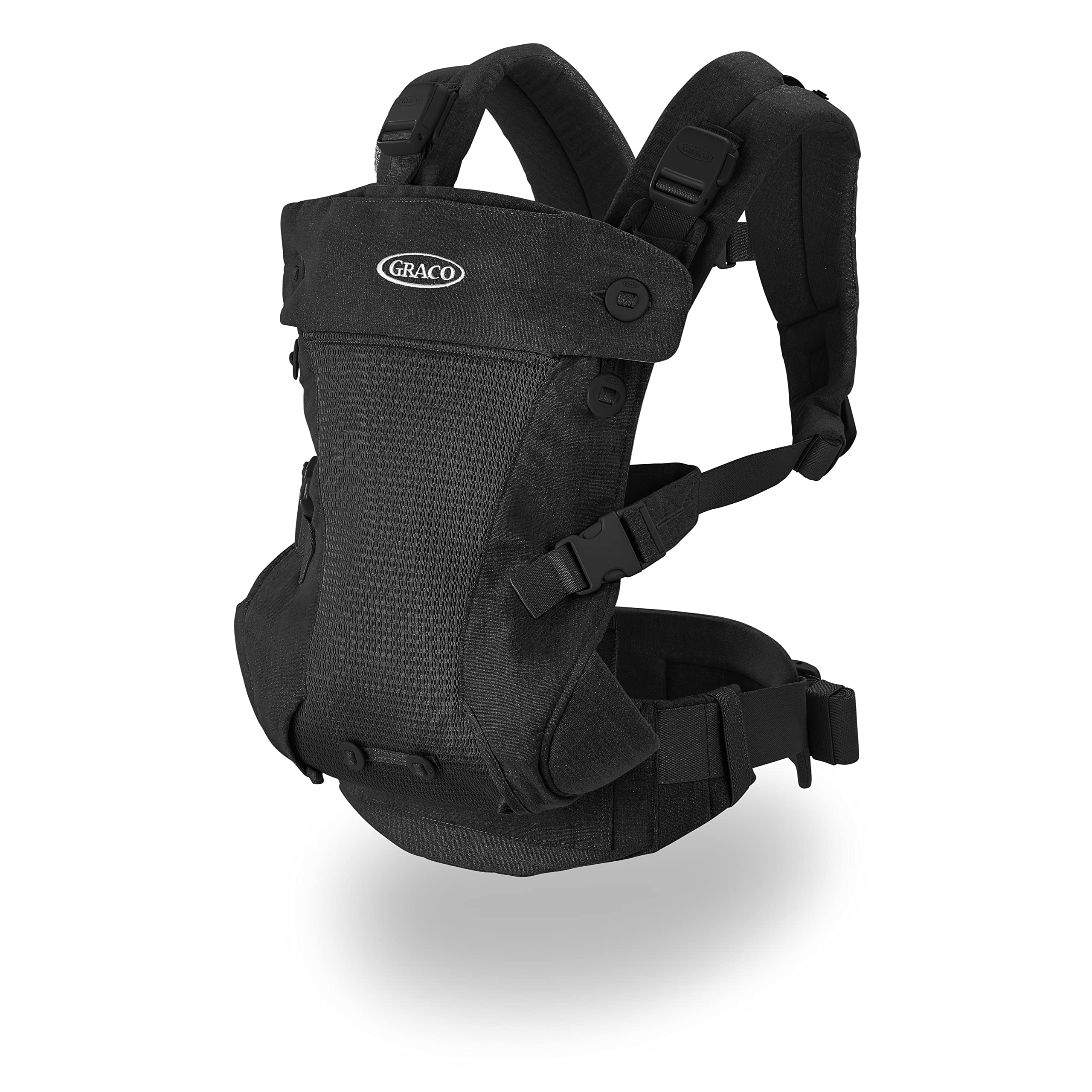 Graco Cradle Me 4-in-1 newborn-seat view with easy SecureConnect buckles.