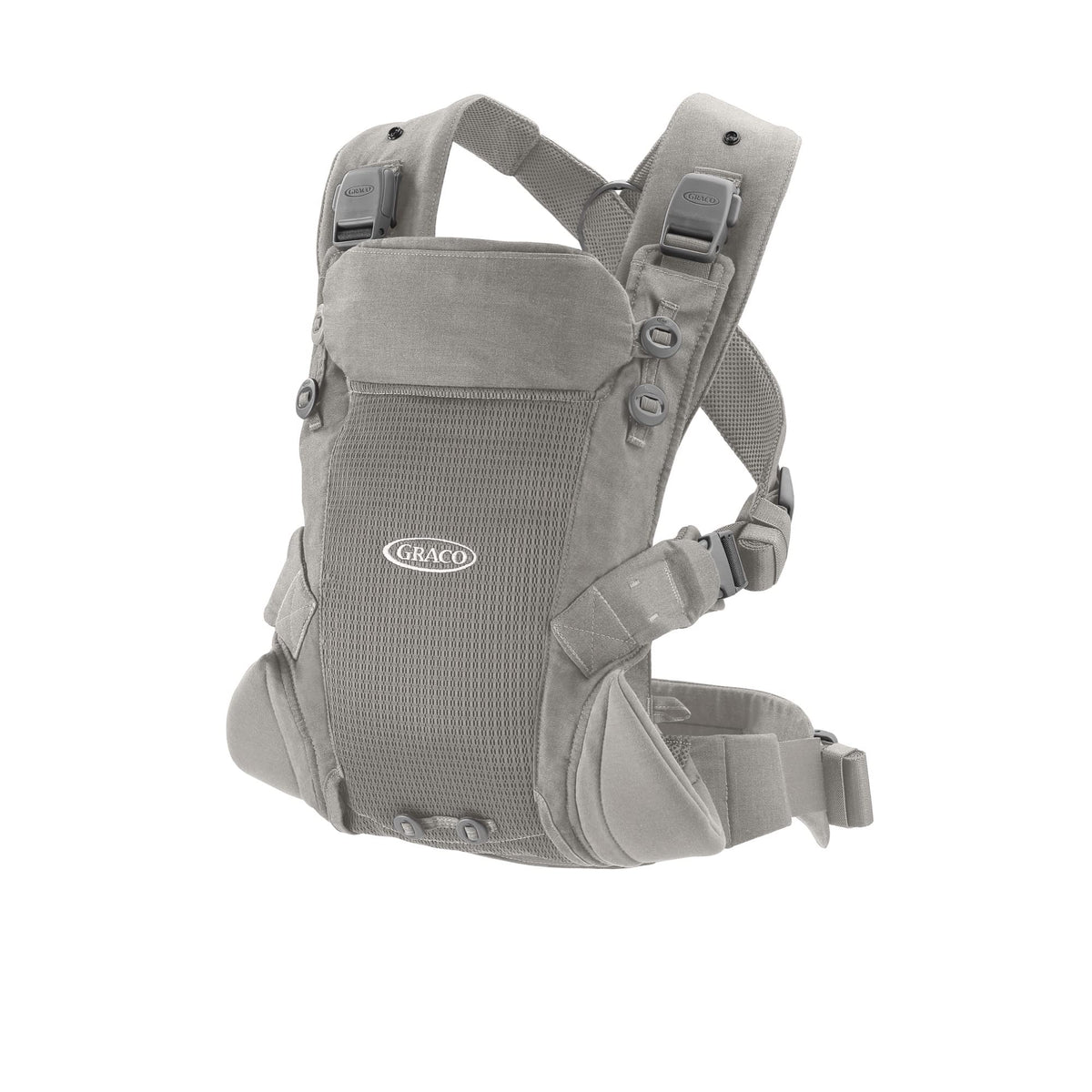 Graco Cradle Me Lite front view with newborn seat for quick, secure in-and-out.
