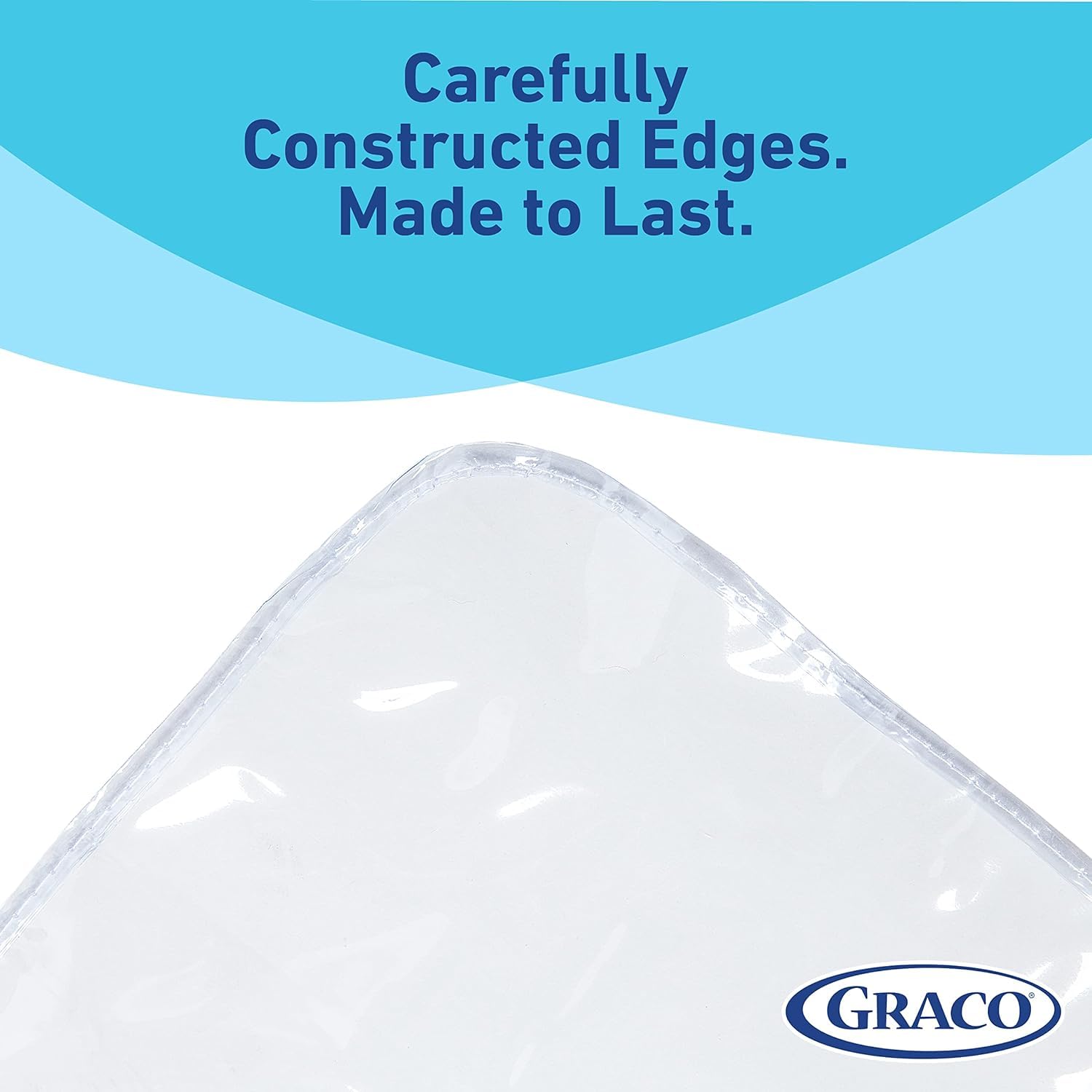 Graco durable translucent mat withstands frequent use during meals.