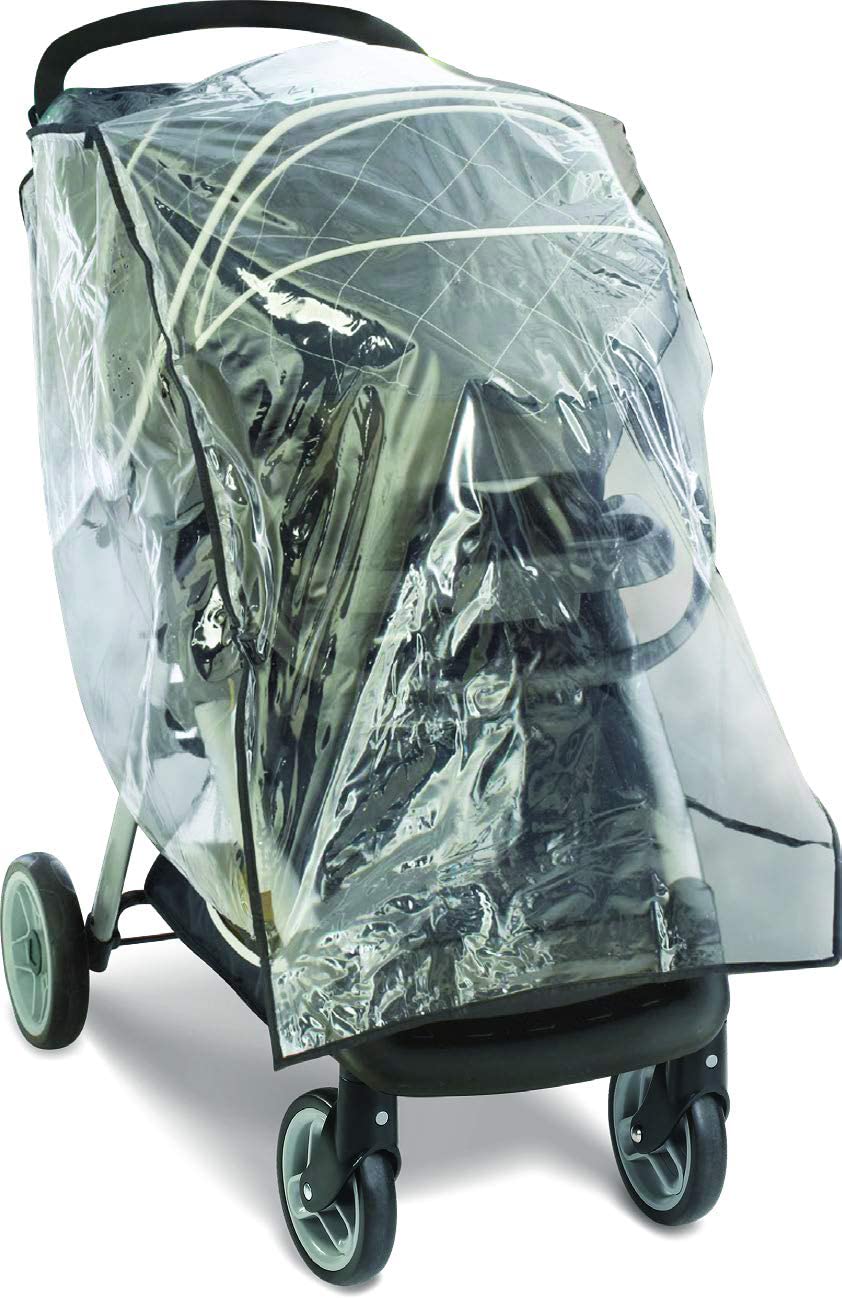 Graco travel system weather shield cover provides clear-view protection from rain and wind.