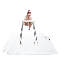 Graco under high chair mat in clear 50-inch design protects floors from spills.