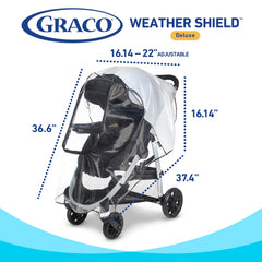 Graco Universal Deluxe Weather Shield clear view with transparent EVA material for easy monitoring.