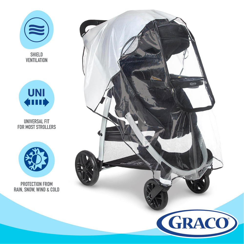 Graco Universal Deluxe Weather Shield EVA material keeps the cover flexible and safe to use.