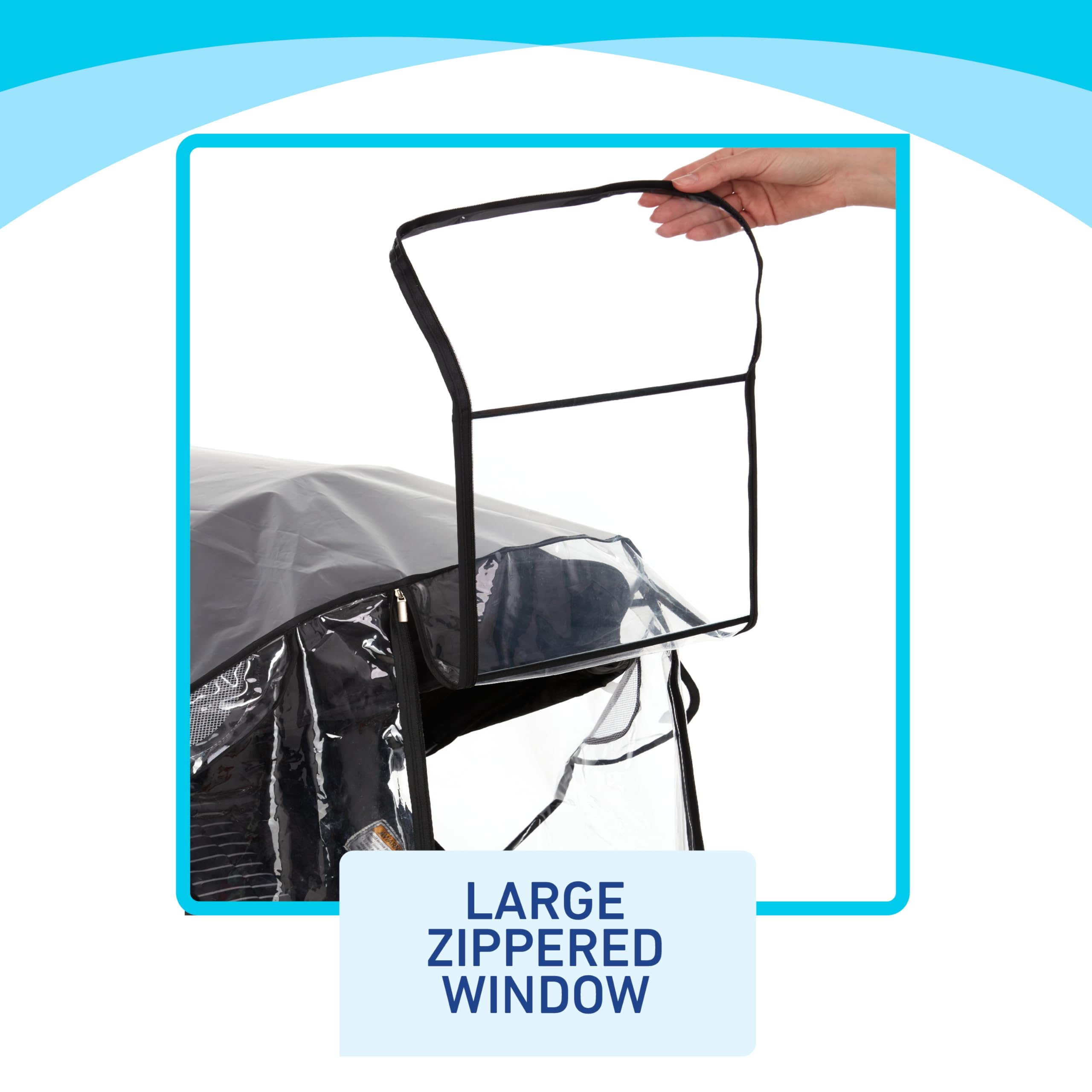Graco Universal Deluxe Weather Shield side ventilation panels boost airflow for baby comfort.
