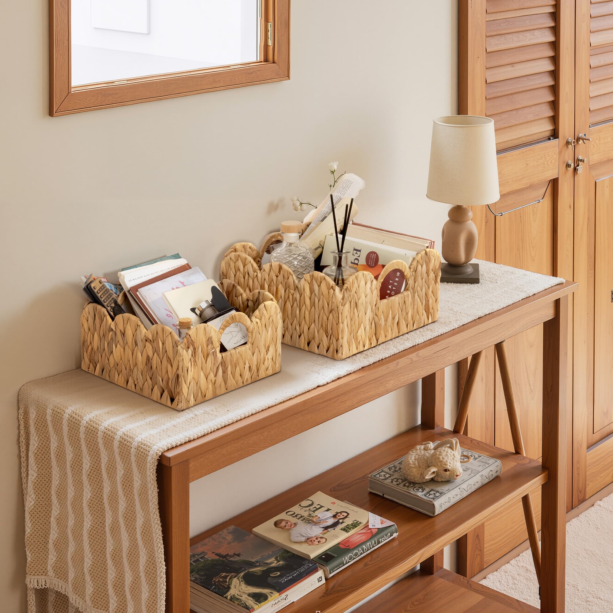 GRANNY SAYS decorative storage baskets complement bathrooms and desks.