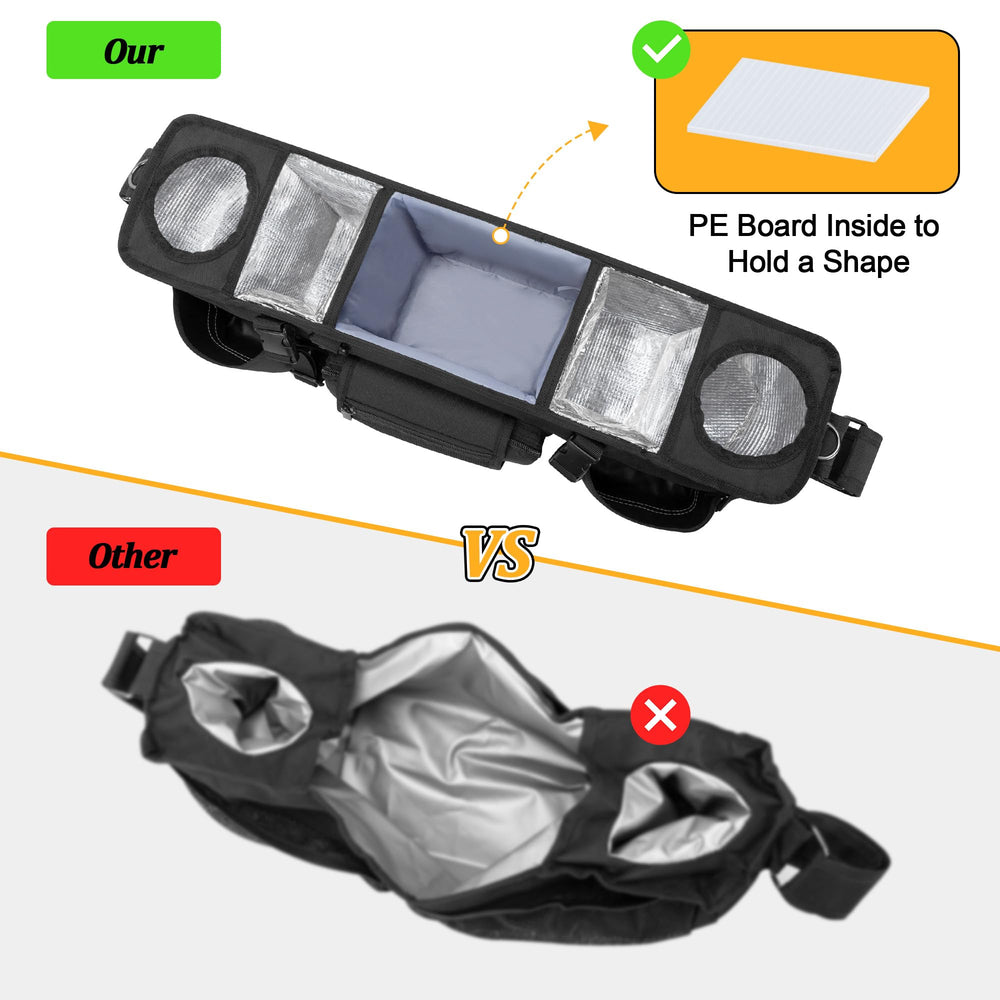 Front pocket with window for quick access to tissues and wipes on the W4