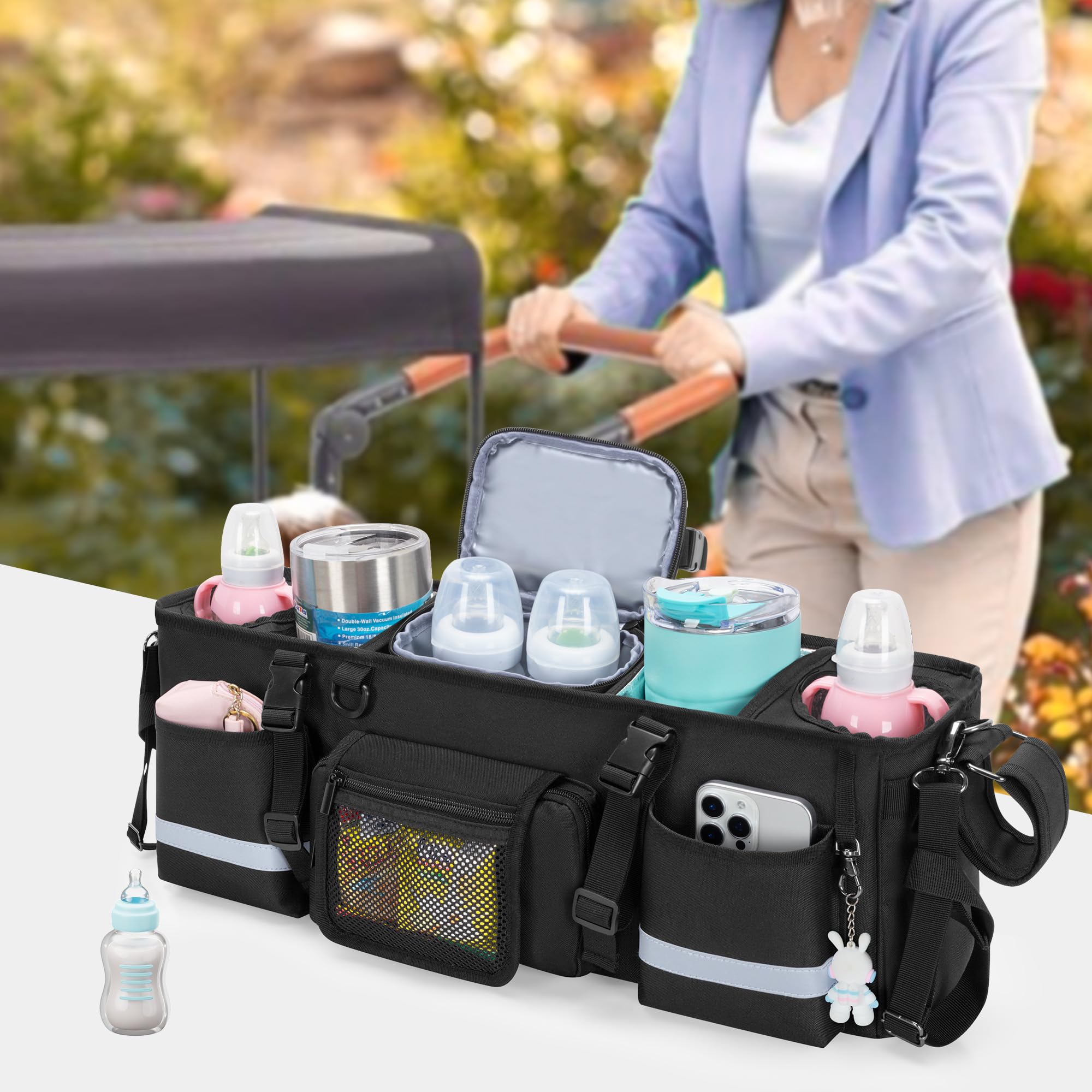 GRAOSO organizer provides easy access to drinks and baby essentials on the go