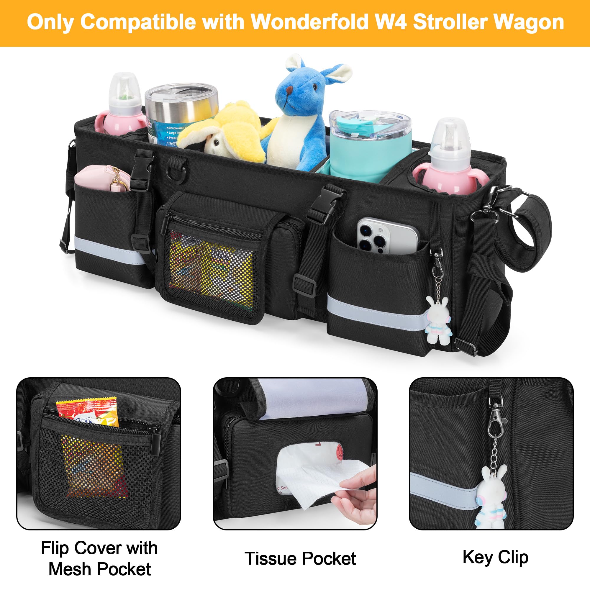 Removable cooler bag keeps snacks and drinks cool for outings with the W4