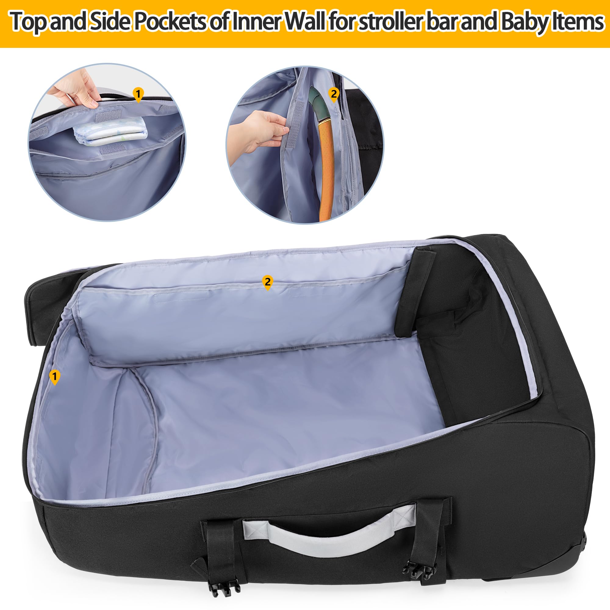 GRAOSO travel bag opens full zipper for quick interior access.