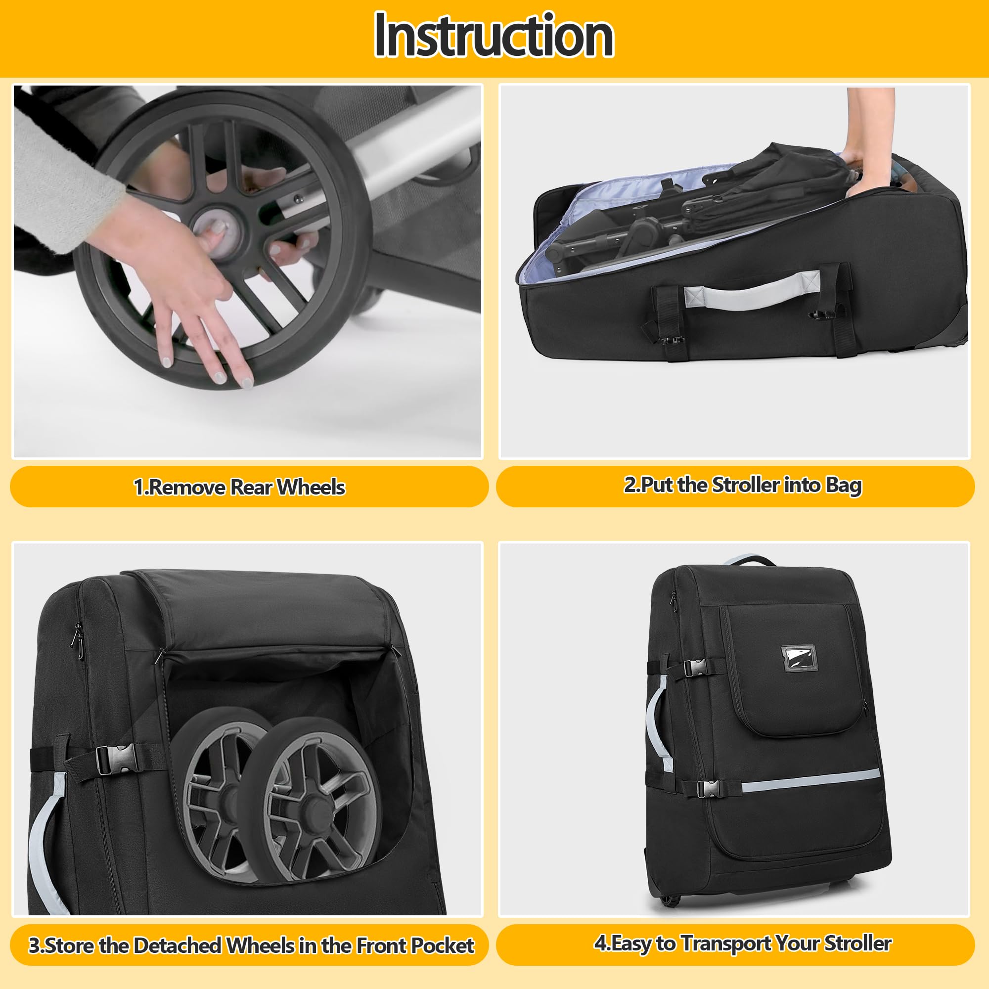 GRAOSO bag uses inner padding to shield stroller from bumps.