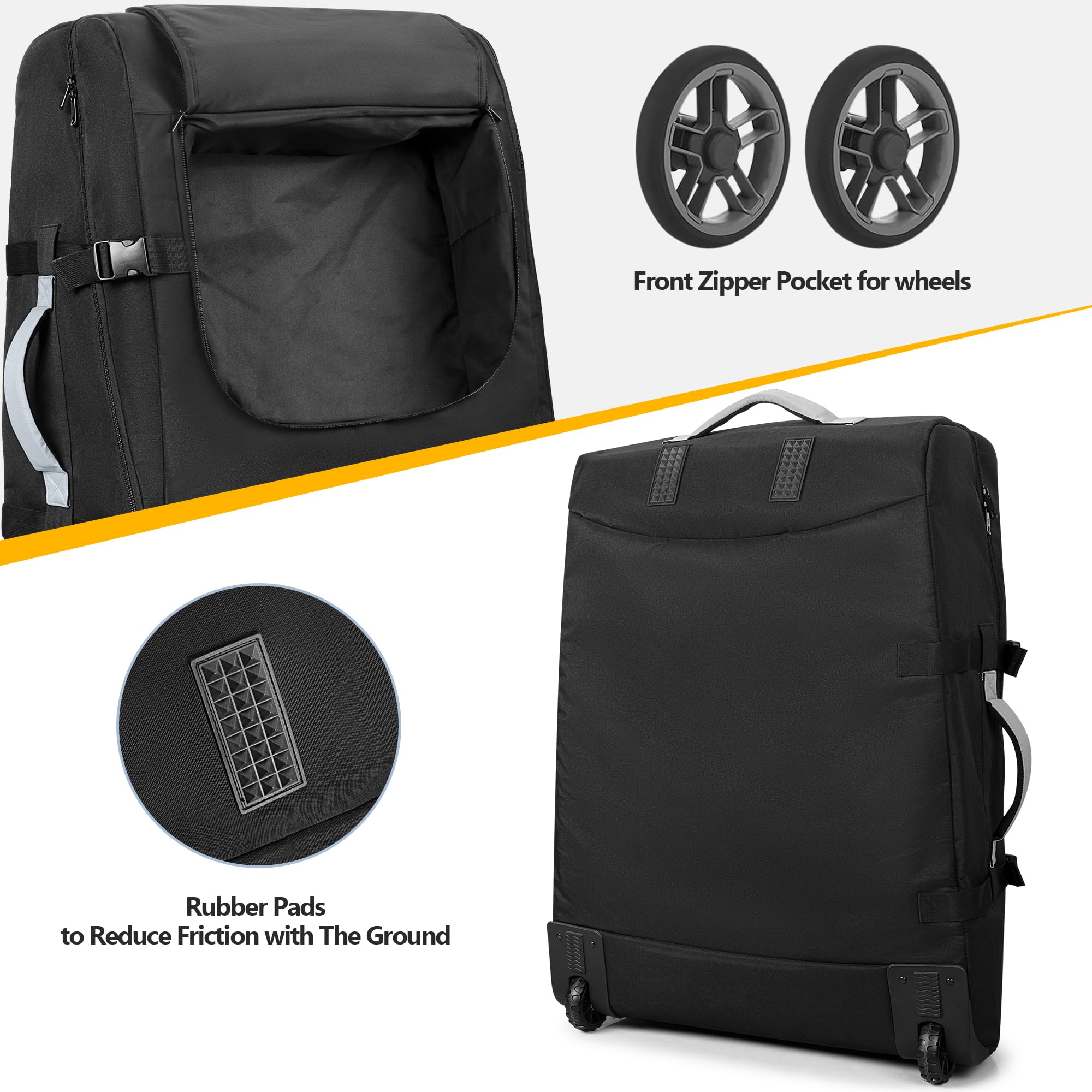 GRAOSO stroller bag reflects for high visibility at airports.
