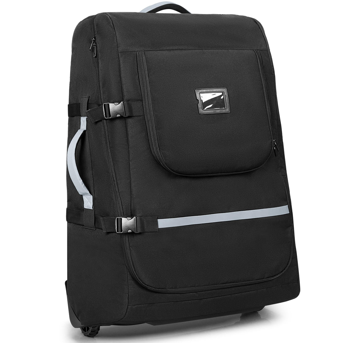 GRAOSO stroller bag with wheels, front view, for smooth airport transport.