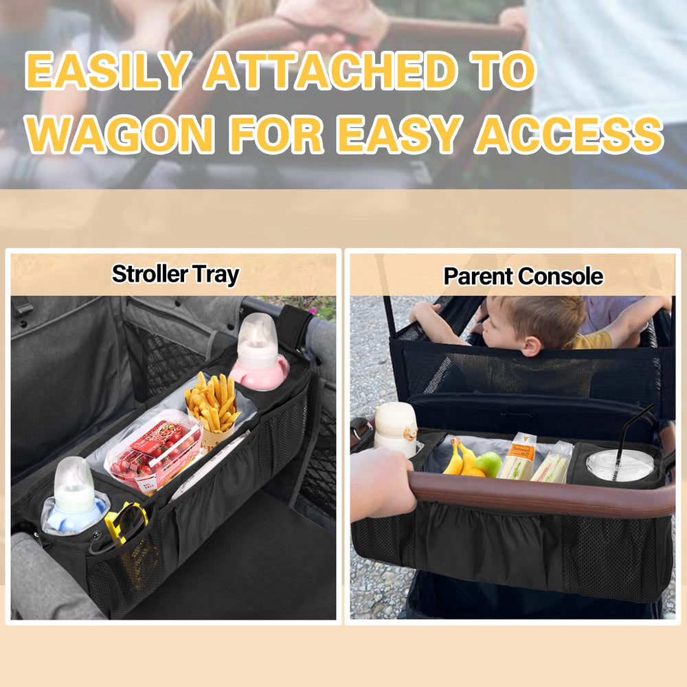 GRAOSO snack tray in use as a middle surface for snacks on the go.