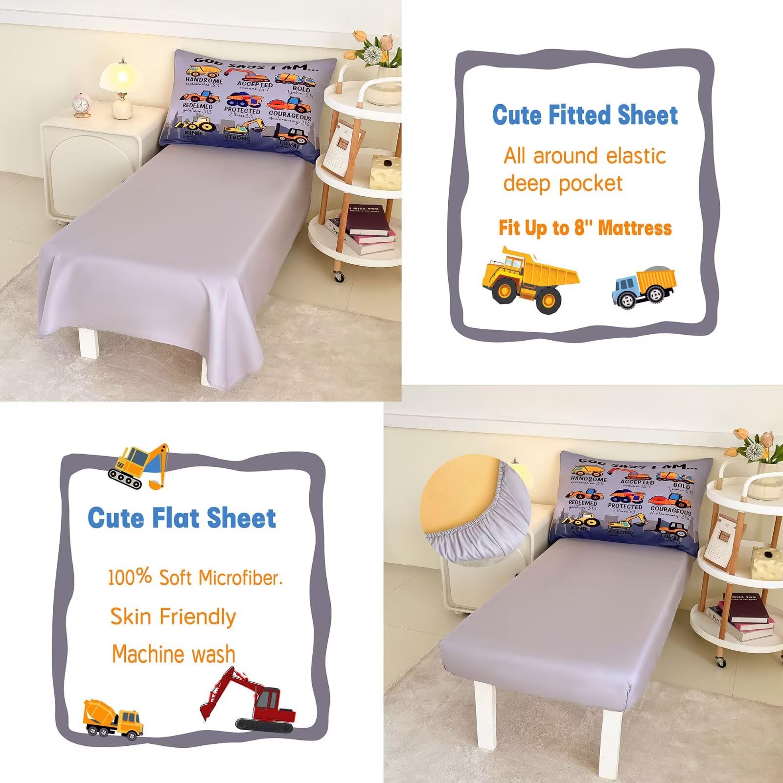 GRAT TIOC fitted sheet with 8-inch pocket stays secure on a toddler bed.