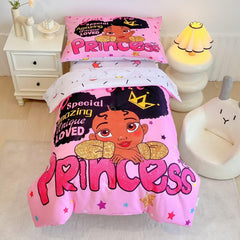 Grat TIOC toddler comforter with black princess motif for cozy nights.