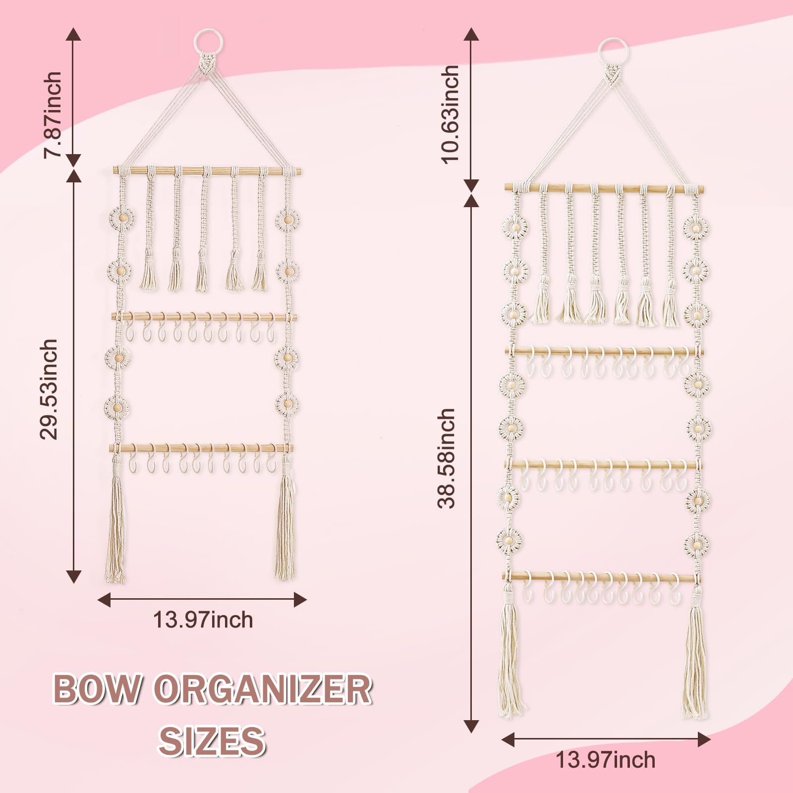 GRDYEAAR natural wood bow holder adds rustic charm to nursery decor.