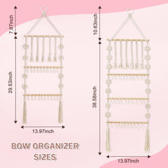 GRDYEAAR natural wood bow holder adds rustic charm to nursery decor.