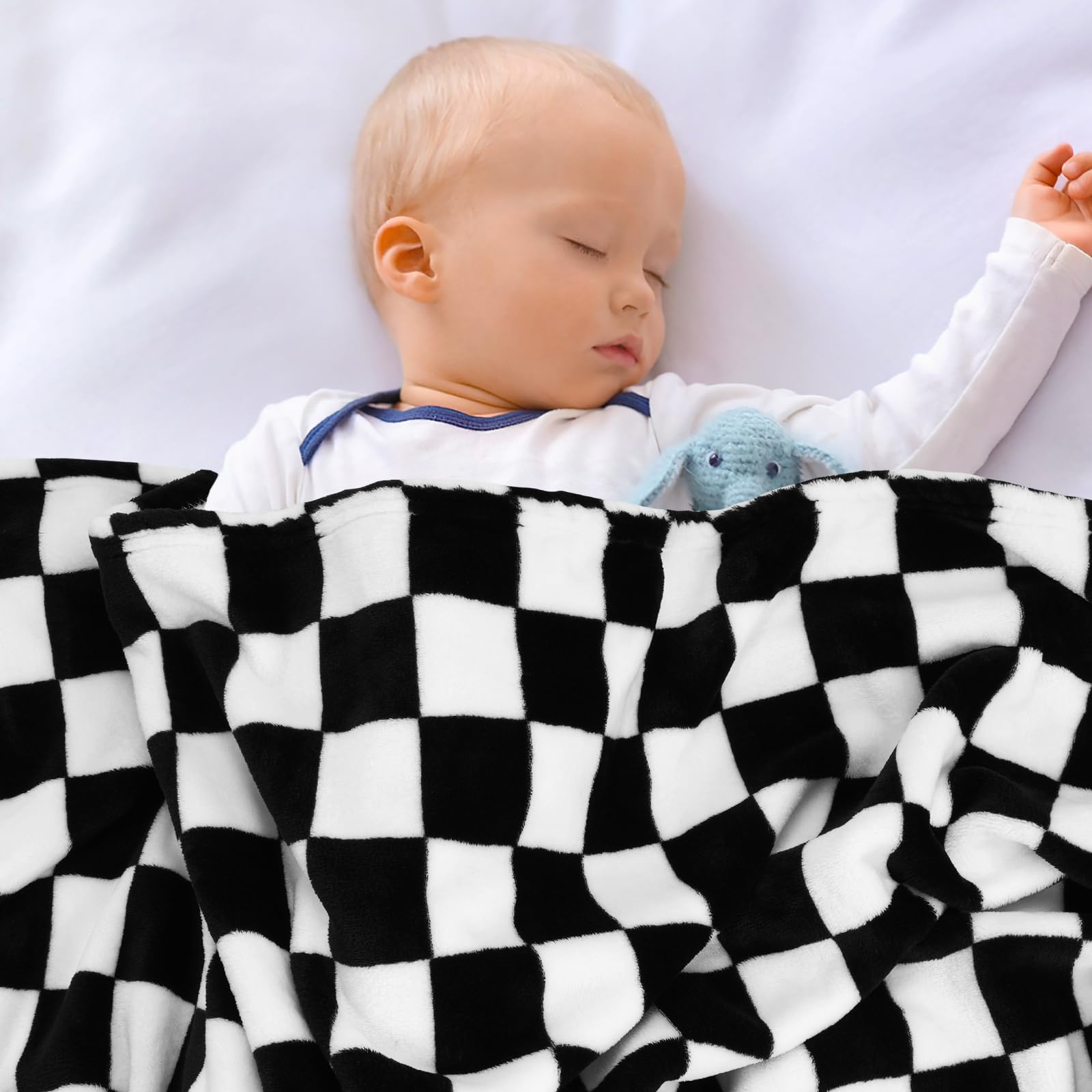 GreatBba plush checkered blanket gift-ready for a newborn celebration