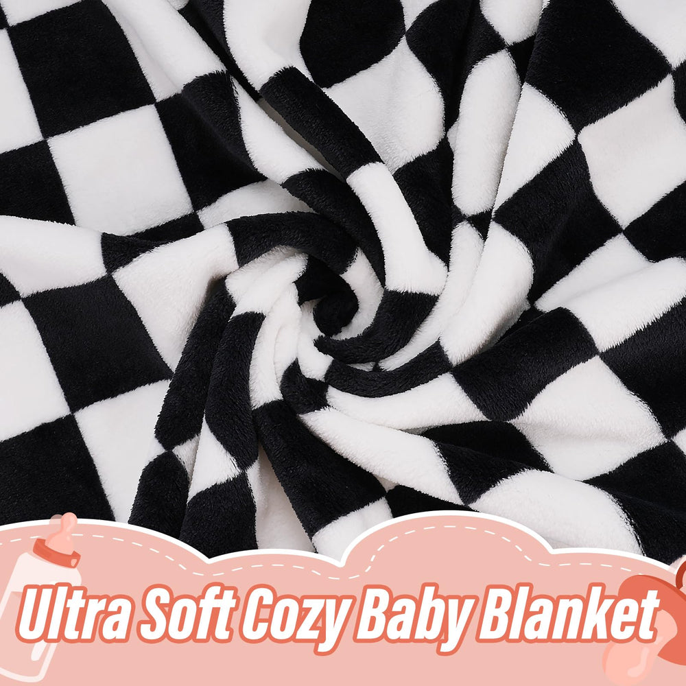 GreatBba plush checkered blanket in a nursery setting providing cozy warmth