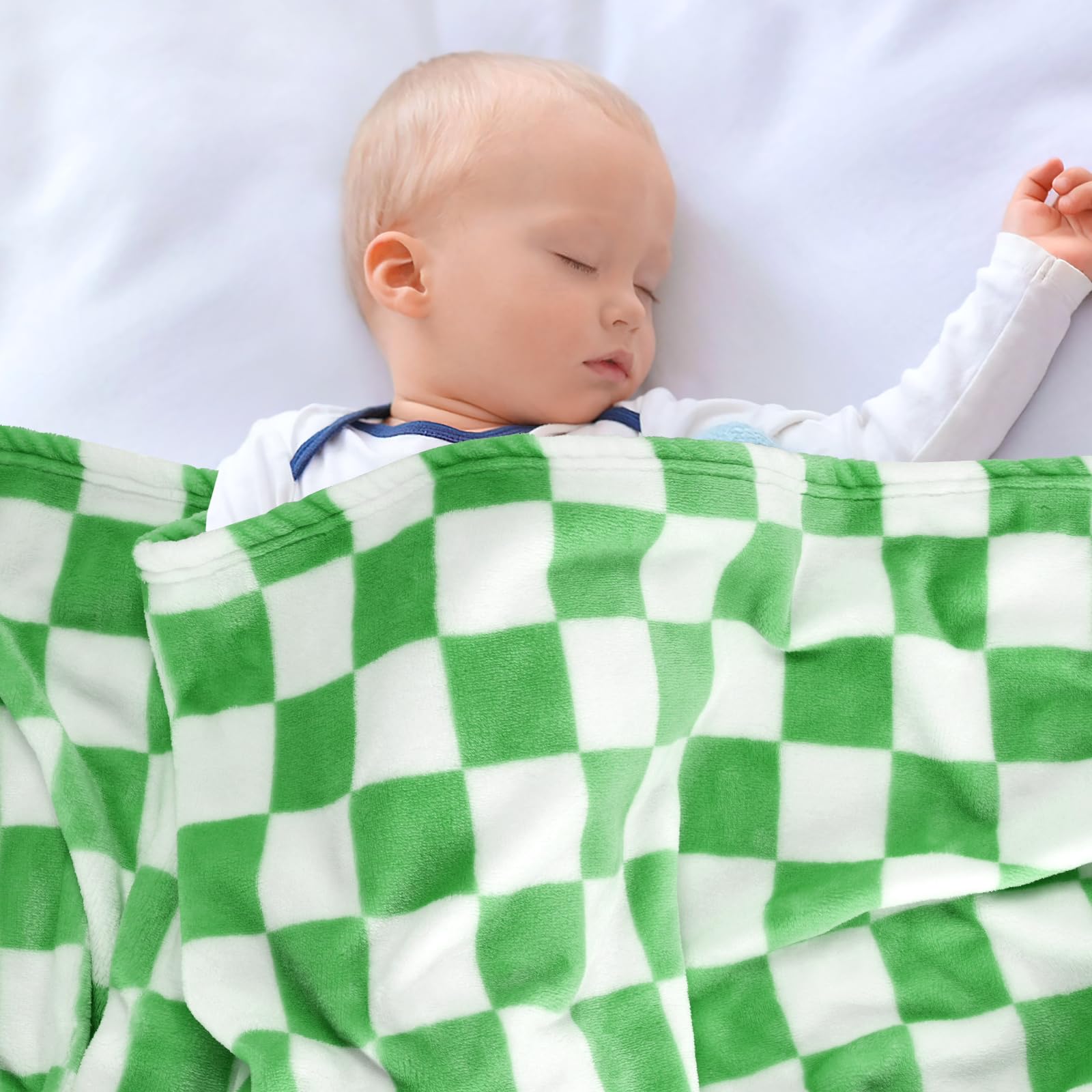 GreatBba Plush Checkered Blanket for baby sleep during naps