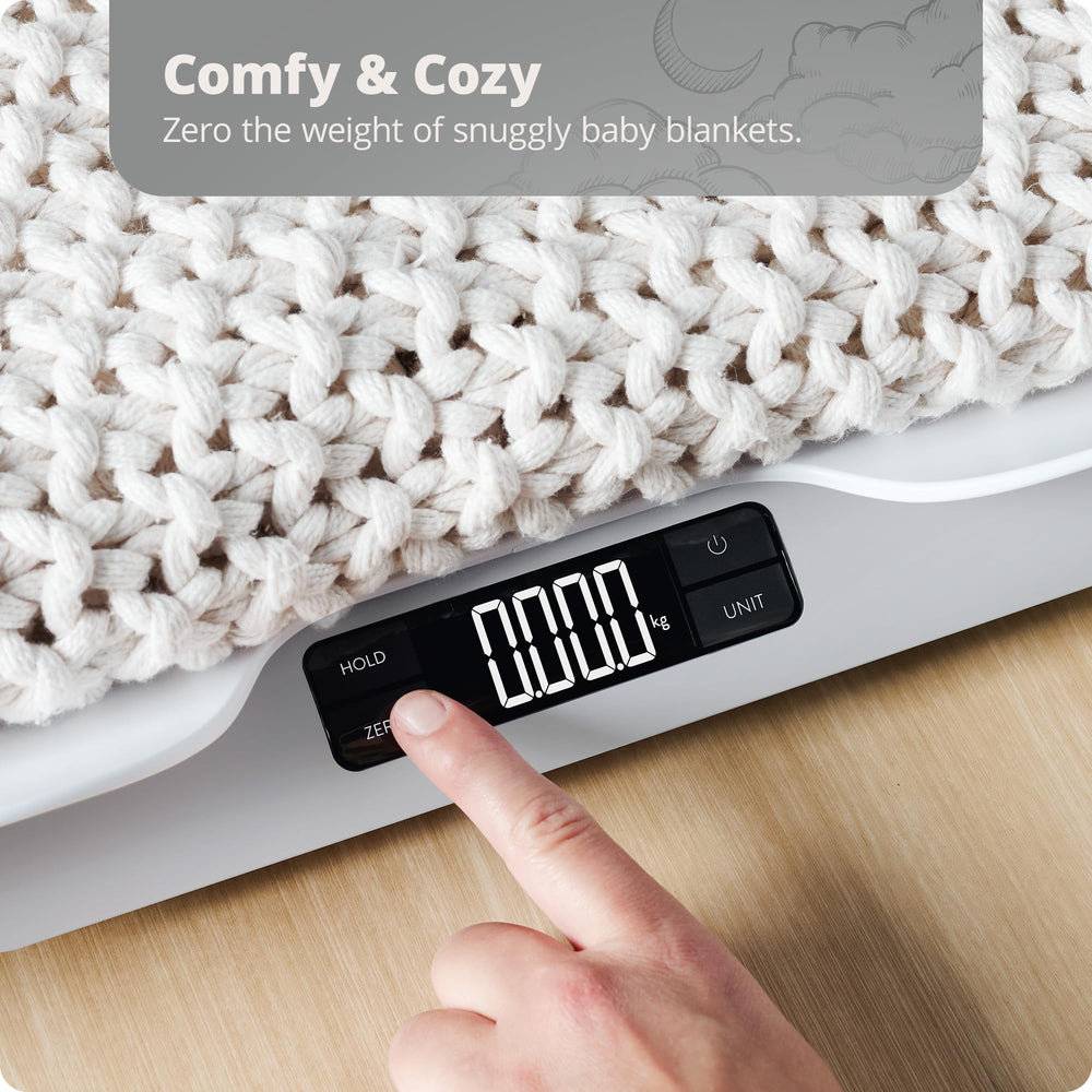 Greater Goods infant weighing tray accommodates newborns before transitioning to toddler mode.
