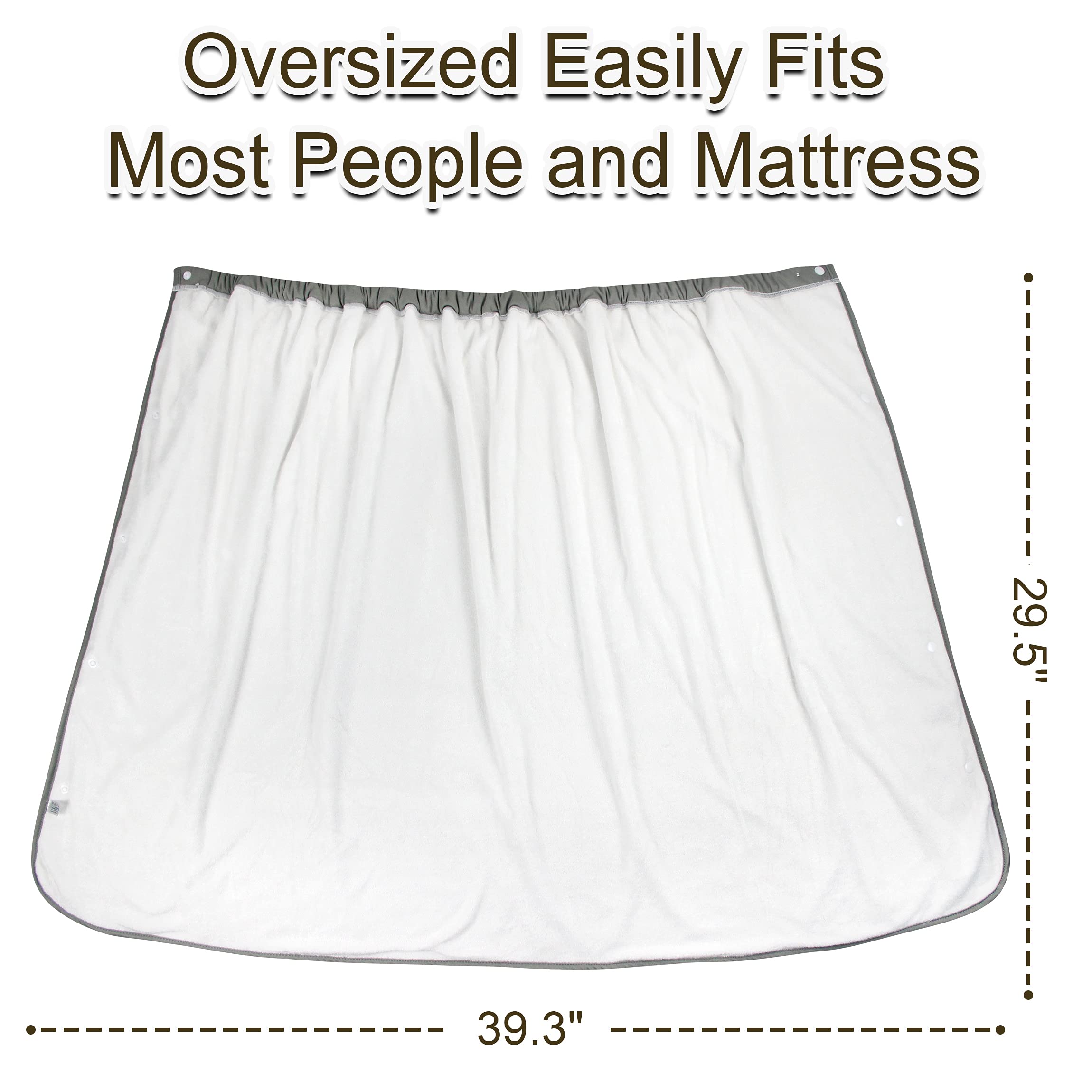 Grecle bed pad with elastic waistband and buttons ensures a secure fit