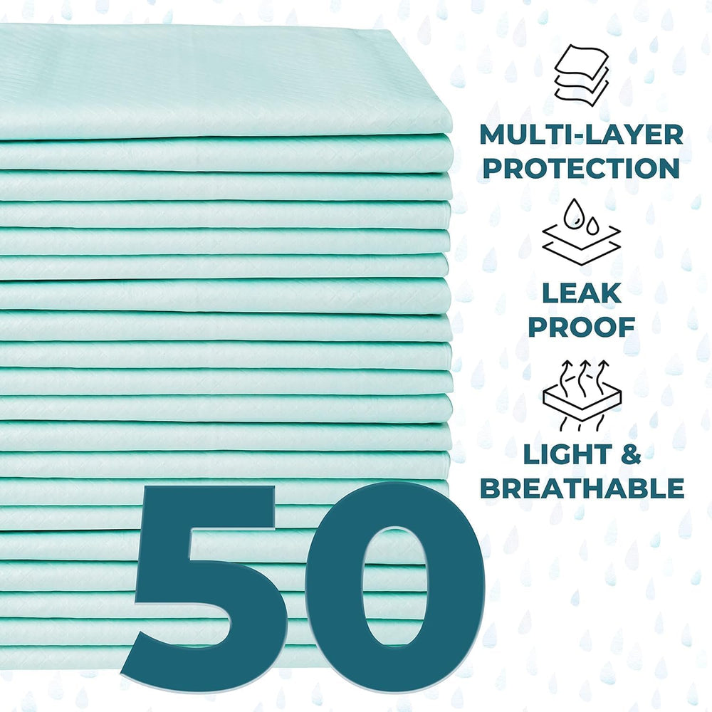 GREEN LIFESTYLE Underpads bed protection for seniors with soft surface and backing.