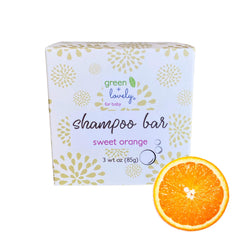 Green + Lovely Sweet Orange bar packaging showing sustainable design for gentle kids' care