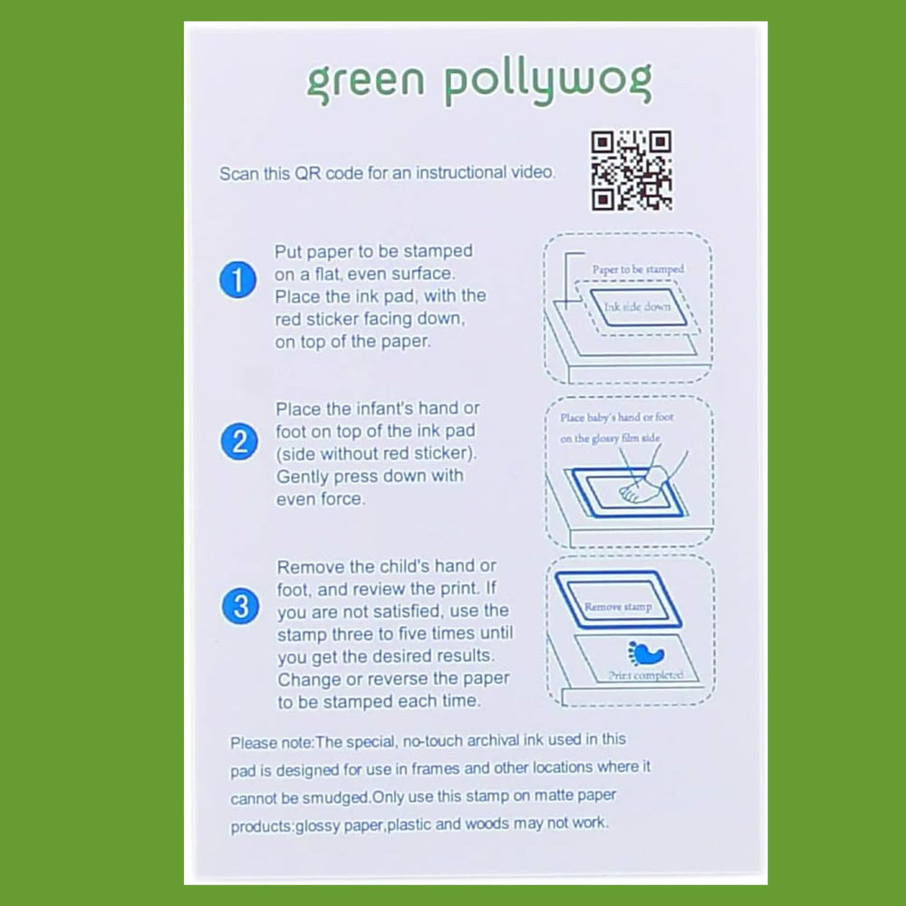 Green Pollywog largest imprint area fits newborns to toddlers.