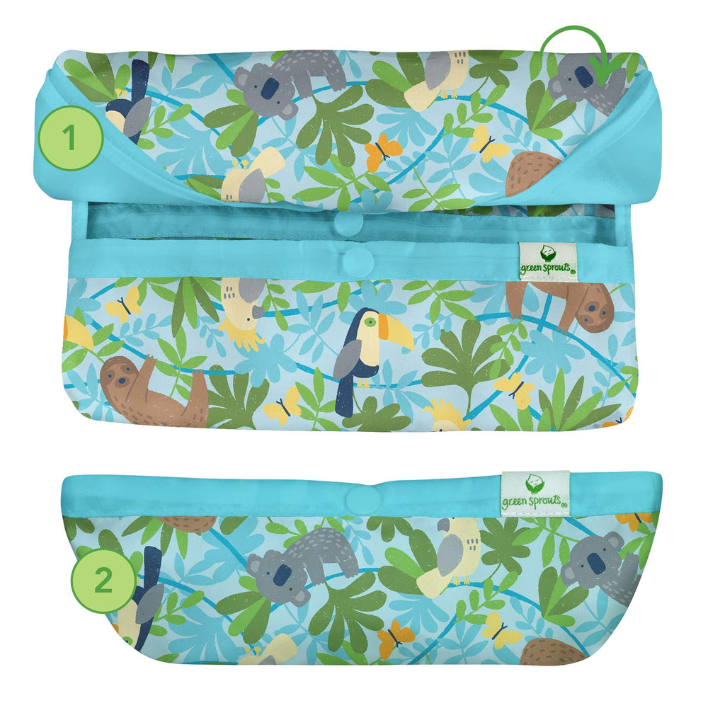 Green Sprouts bib in soft material for gentle skin comfort and easy cleaning.