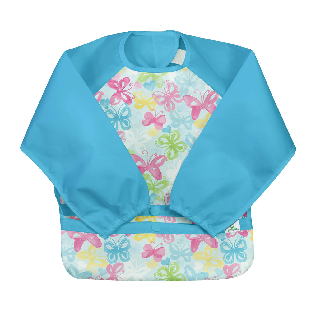 Green Sprouts flipped-pocket bib catches crumbs and keeps mess contained