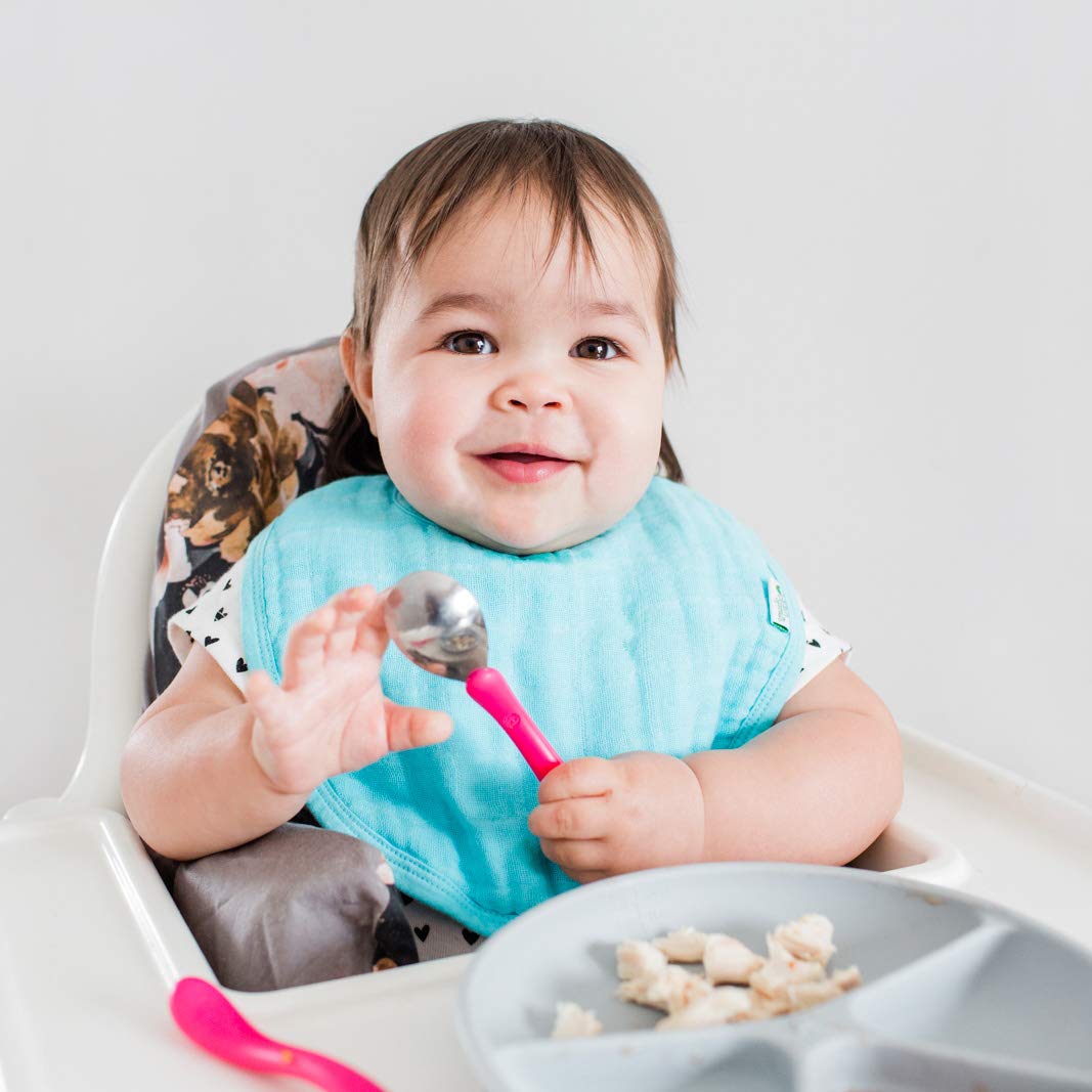 Green Sprouts hypoallergenic bib keeps delicate skin comfortable during meals.