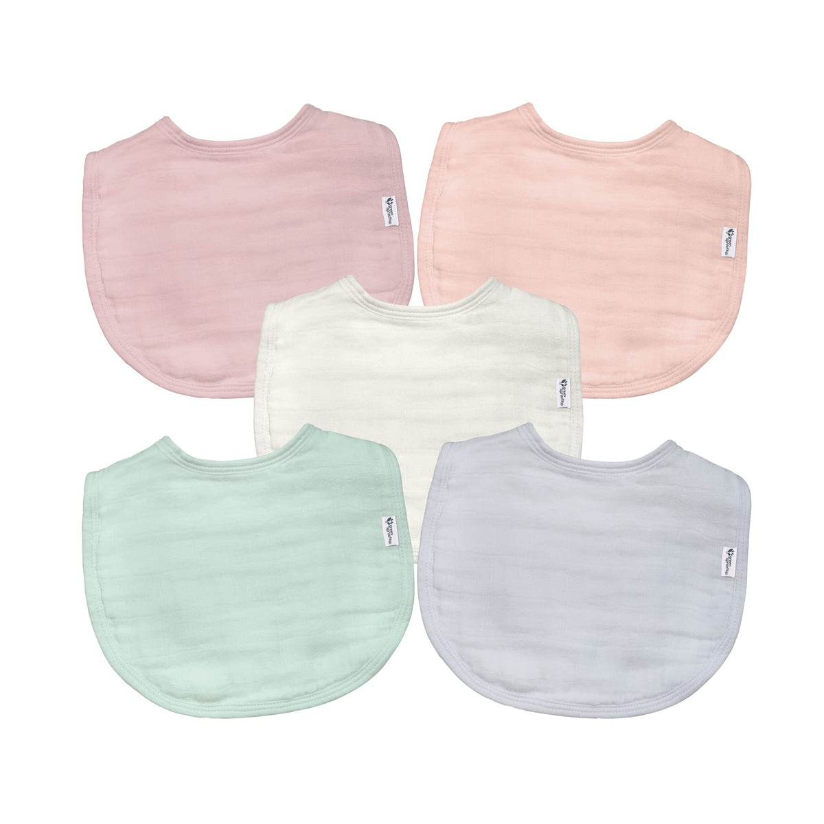 Green Sprouts four-layer absorbent muslin bib catches drips and drool