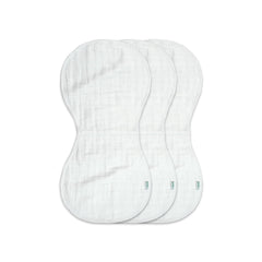 Green Sprouts muslin burp cloths with four layers absorb dribbles effectively.